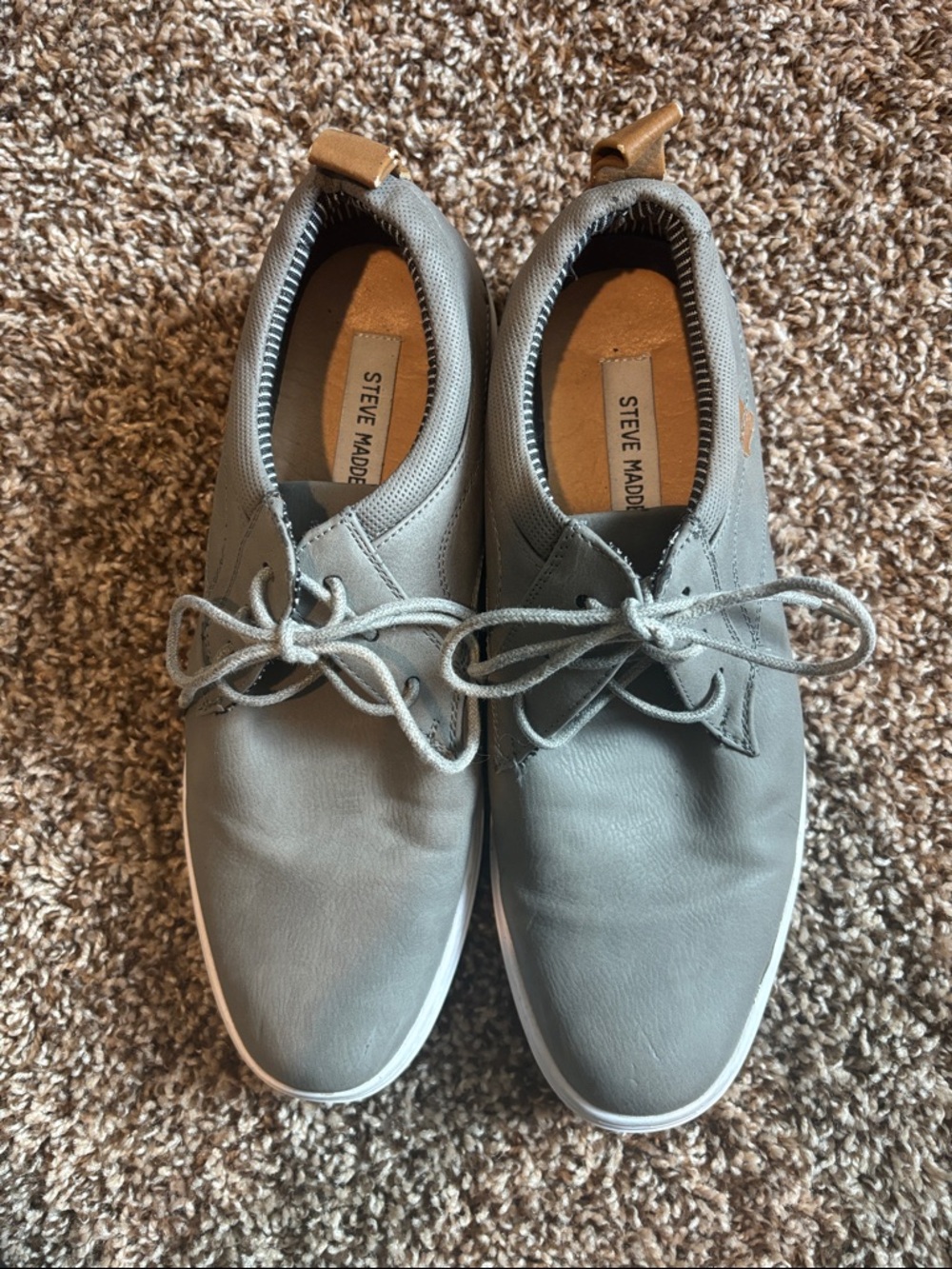 Steve Madden Men's Chukka Sneakers in Light Gray with Tan Pull Tabs